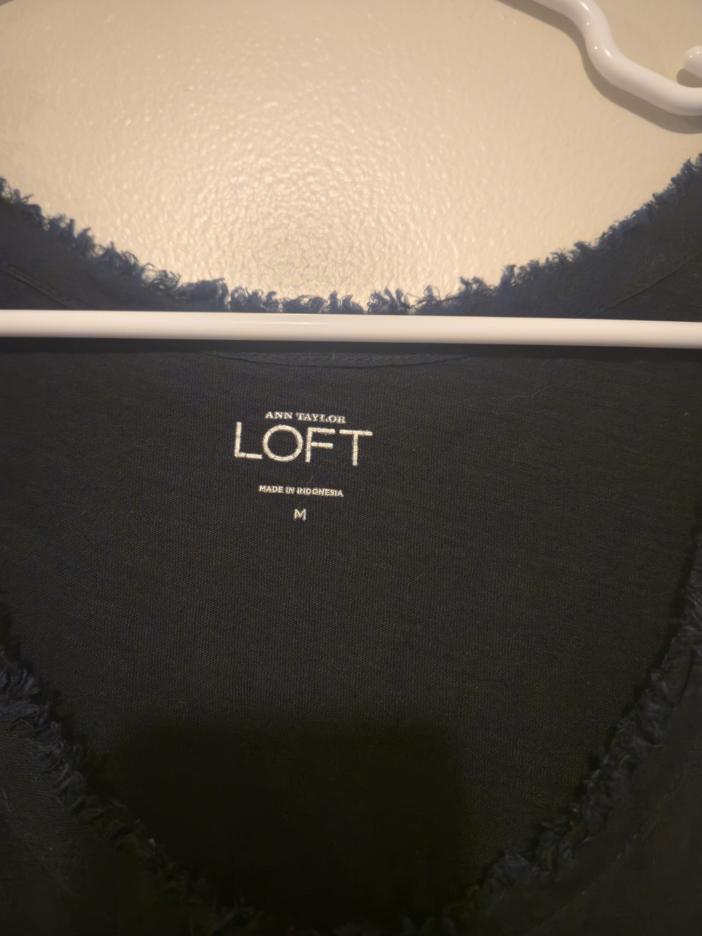 LOFT Navy Sleeveless Ruffle-Front Tank - Picture 3 of 5